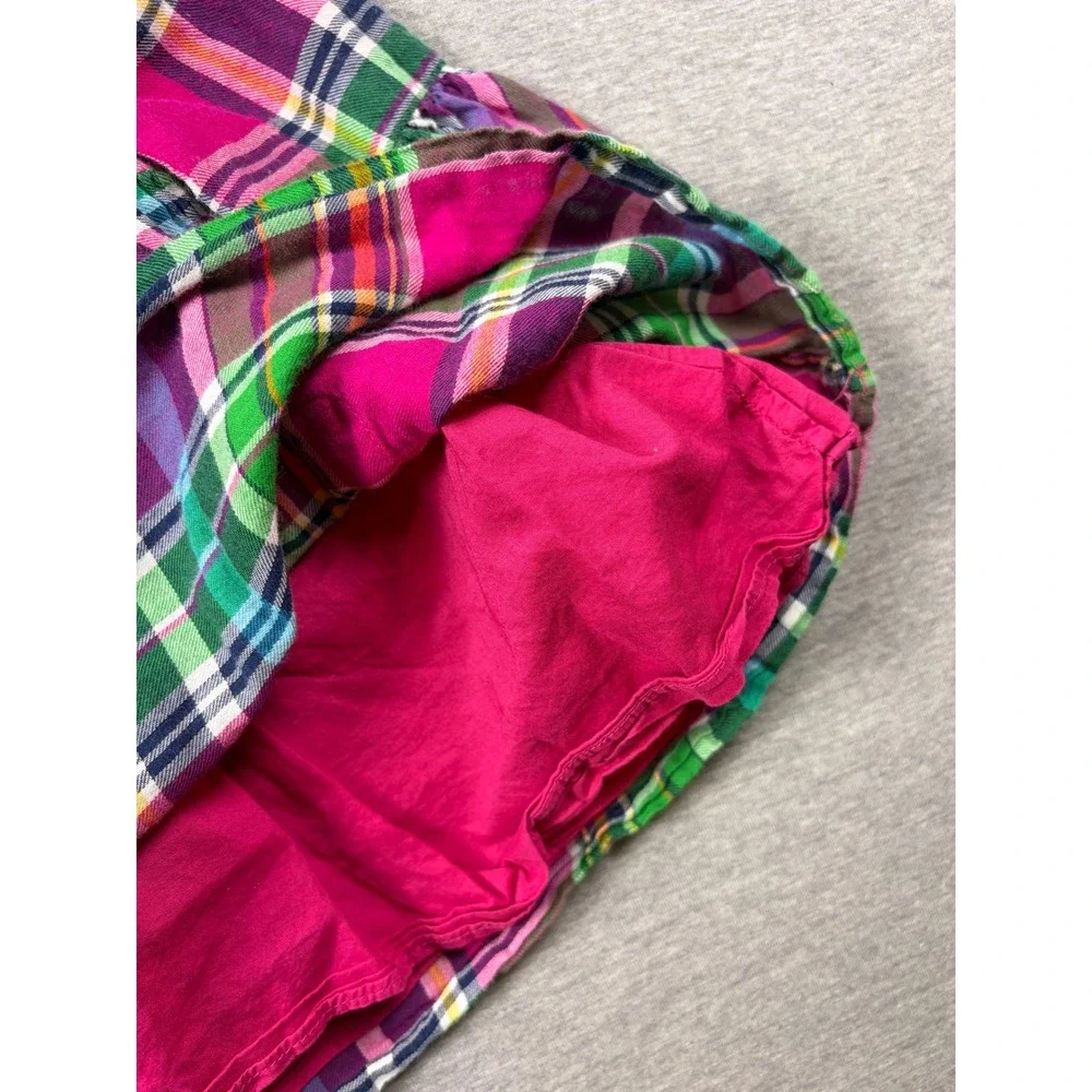Ralph Lauren Dress Girls 6M Pink Plaid Ruffle Trim Long Sleeve Cotton Tartan